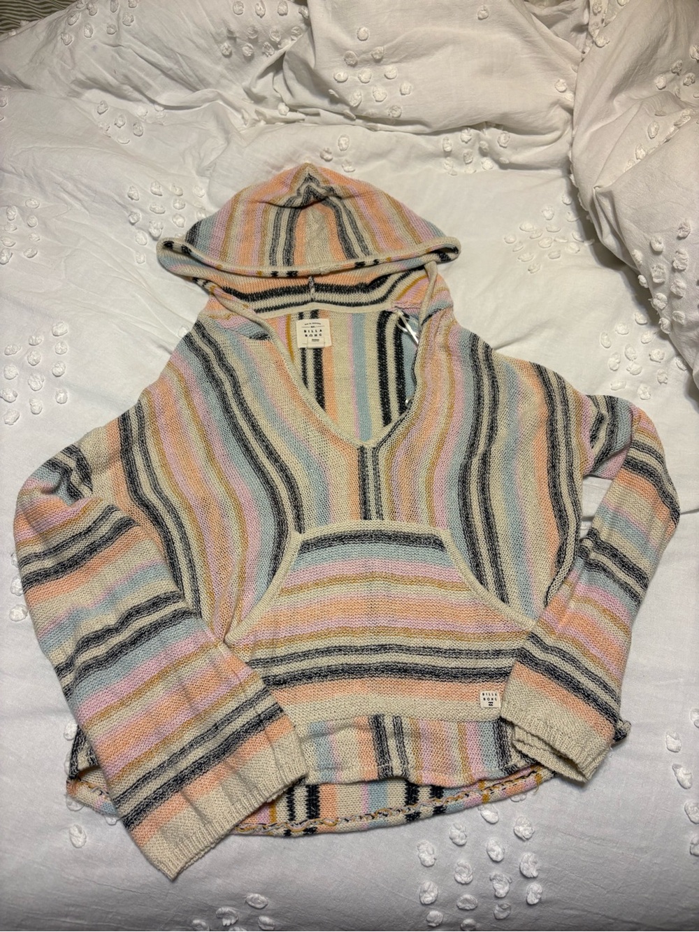 Billabong Striped Hooded Knit Sweater in Pastel Multicolor